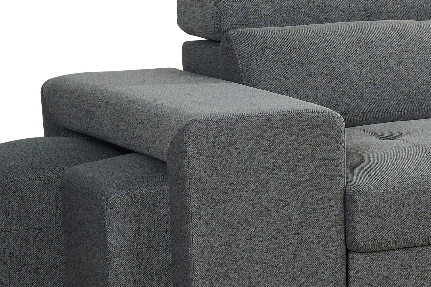 Grey Artemis universal corner sofabed with storage and easy conversion, showcasing its compact design and versatile functionality.