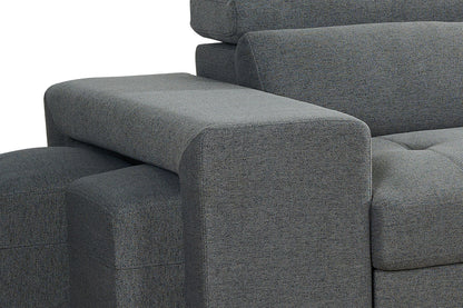 Grey Artemis universal corner sofabed with storage and easy conversion, showcasing its compact design and versatile functionality.