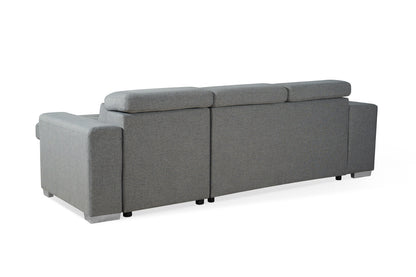 Grey Artemis universal corner sofabed with storage, featuring easy conversion and contemporary design, shown in a living room setting