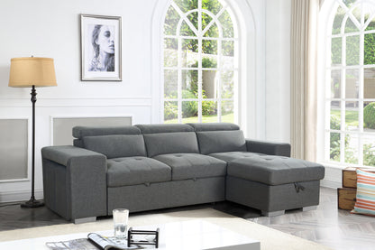 Grey Artemis universal corner sofabed with storage, featuring easy conversion and modern design, shown in a high-resolution image.