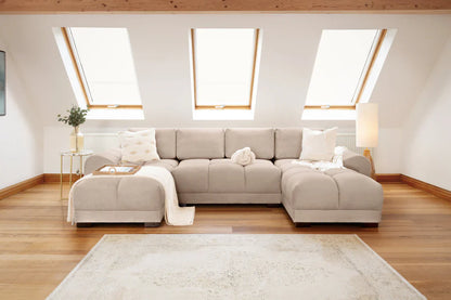 Amocha velvet U-shape corner sofa suite with anti-slip feet, featuring plush upholstery and modern design for comfortable lounging.
