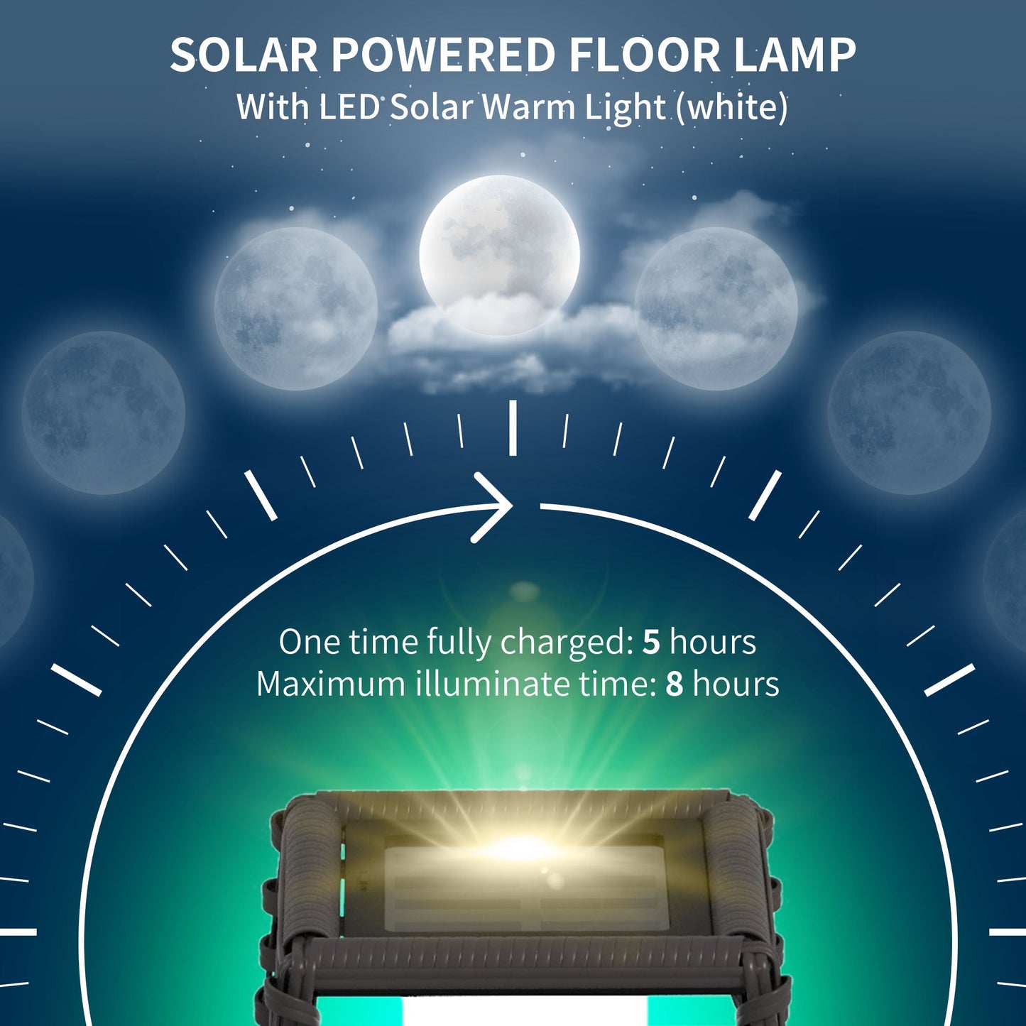 Outsunny rattan solar floor lamp with LED lights, 68cm tall, grey outdoor garden lantern for porch, yard, or courtyard pathway.