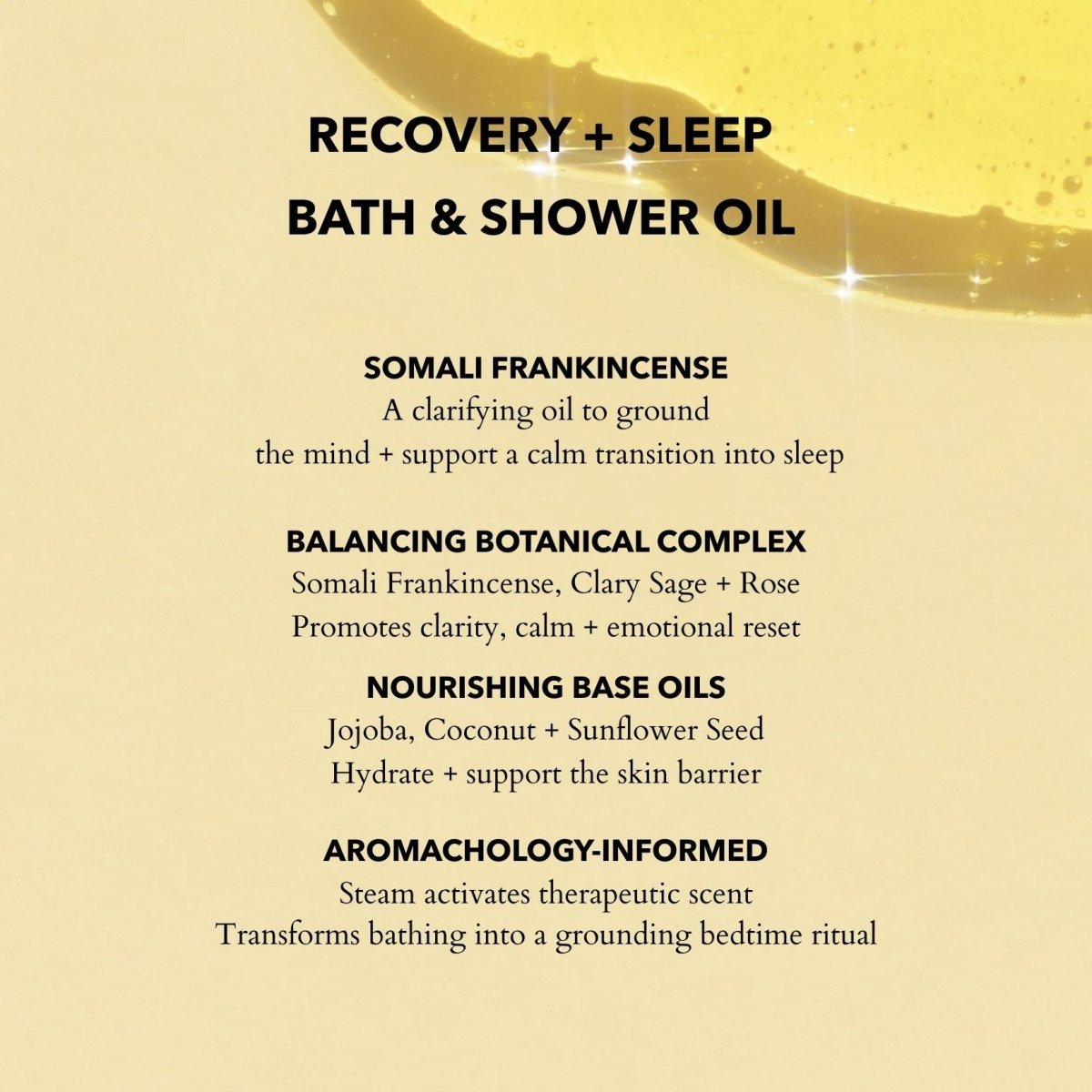 Anatomē Somali Frankincense Bath & Shower Oil bottle with label, showcasing the natural product for skin nourishment and relaxation.