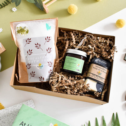 Natural spa set by thenaturalspa with candles, essential oils, and skincare products for a relaxing at-home spa experience