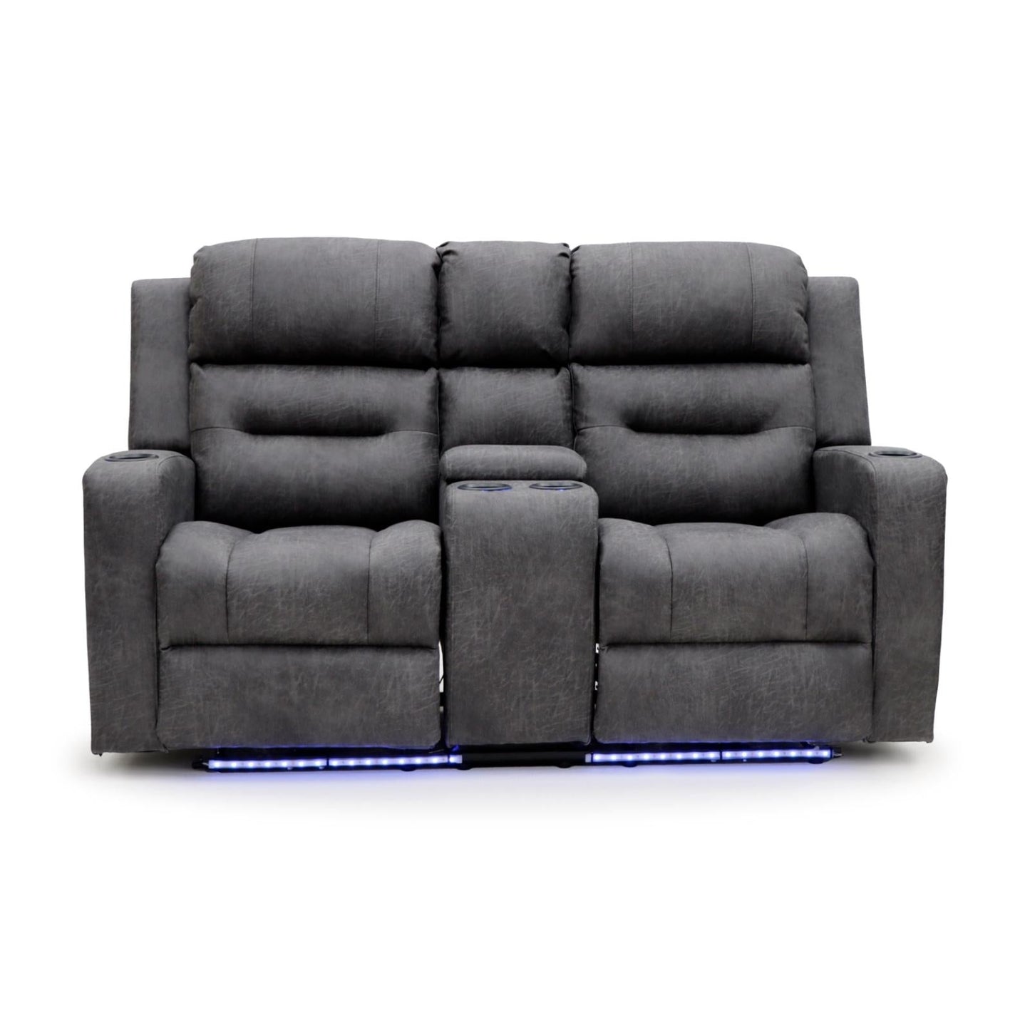 Grey electric 2-seater recliner sofa from C-Love Tech, featuring plush cushions and modern design for comfortable seating.