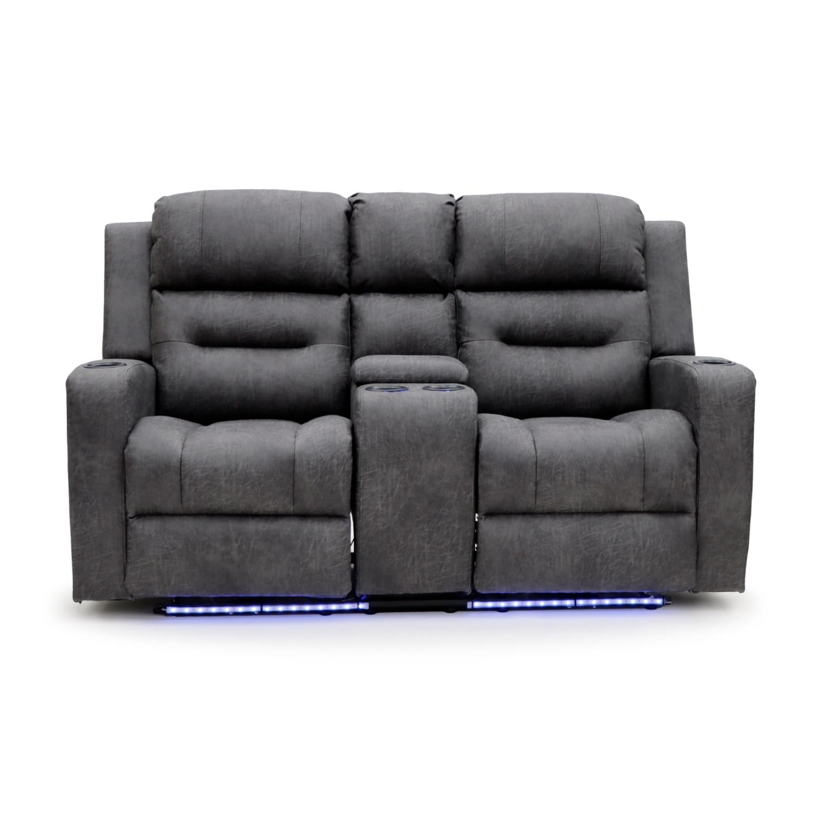 Grey electric 2-seater recliner sofa from C-Love Tech, featuring plush cushions and modern design for comfortable seating.