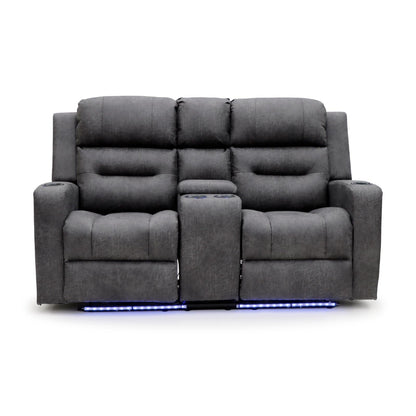 Grey electric 2-seater recliner sofa from C-Love Tech, featuring plush cushions and modern design for comfortable seating.