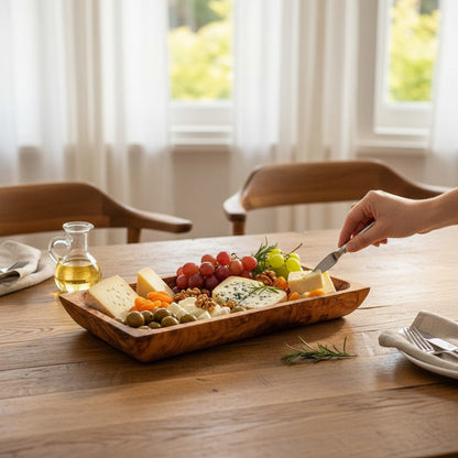 Olive Wood Rectangular Serving Tray 27x14cm | Wooden Cheese & Appetizer Platter