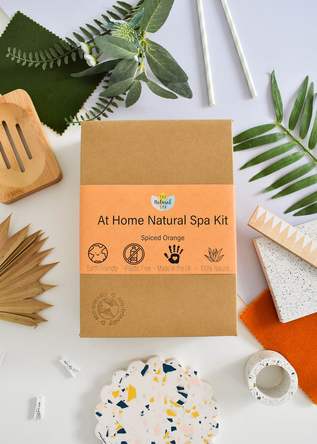 Natural spa set featuring spiced orange scents from thenaturalspa, includes bath and skincare products for a relaxing at-home spa experience.