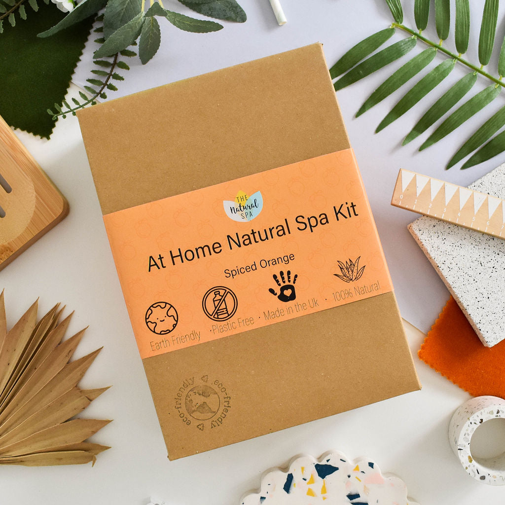 Spiced Orange At Home Natural Spa Set by thenaturalspa featuring orange-scented skincare products and relaxing spa accessories.