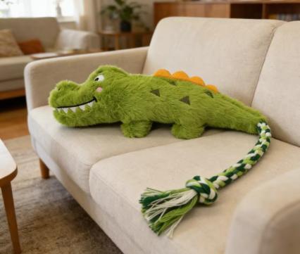 Durable crocodile rope dog toy from TrendHomeDepot for chewing and tugging, ideal for active dogs.