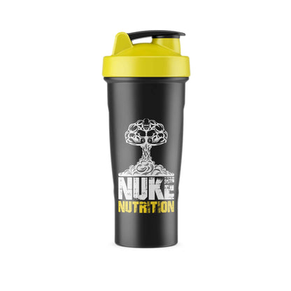 Nuke Nutrition 700ml protein shaker bottle with easy-clean design and dishwasher-safe features, perfect for gym and workout drinks.