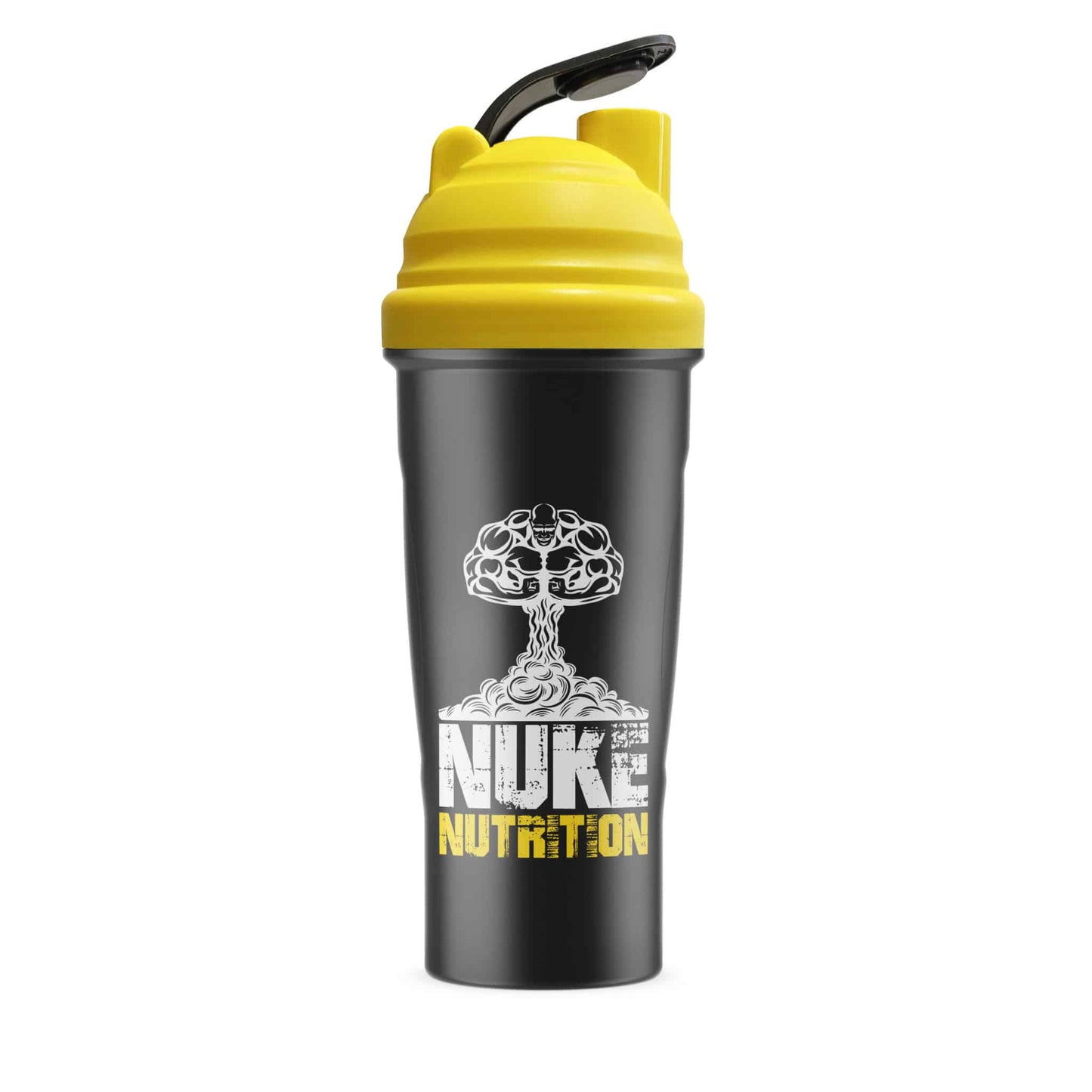 Nuke Nutrition 700ml protein shaker bottle with easy clean design and dishwasher-safe feature for gym and fitness use.