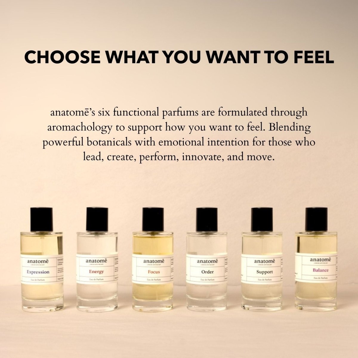 Anatomē Expression Functional Perfume bottle with sleek design, 10ml size, showcasing the elegant fragrance packaging.