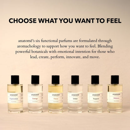 Anatomē Expression Functional Perfume bottle with sleek design, 10ml size, showcasing the elegant fragrance packaging.