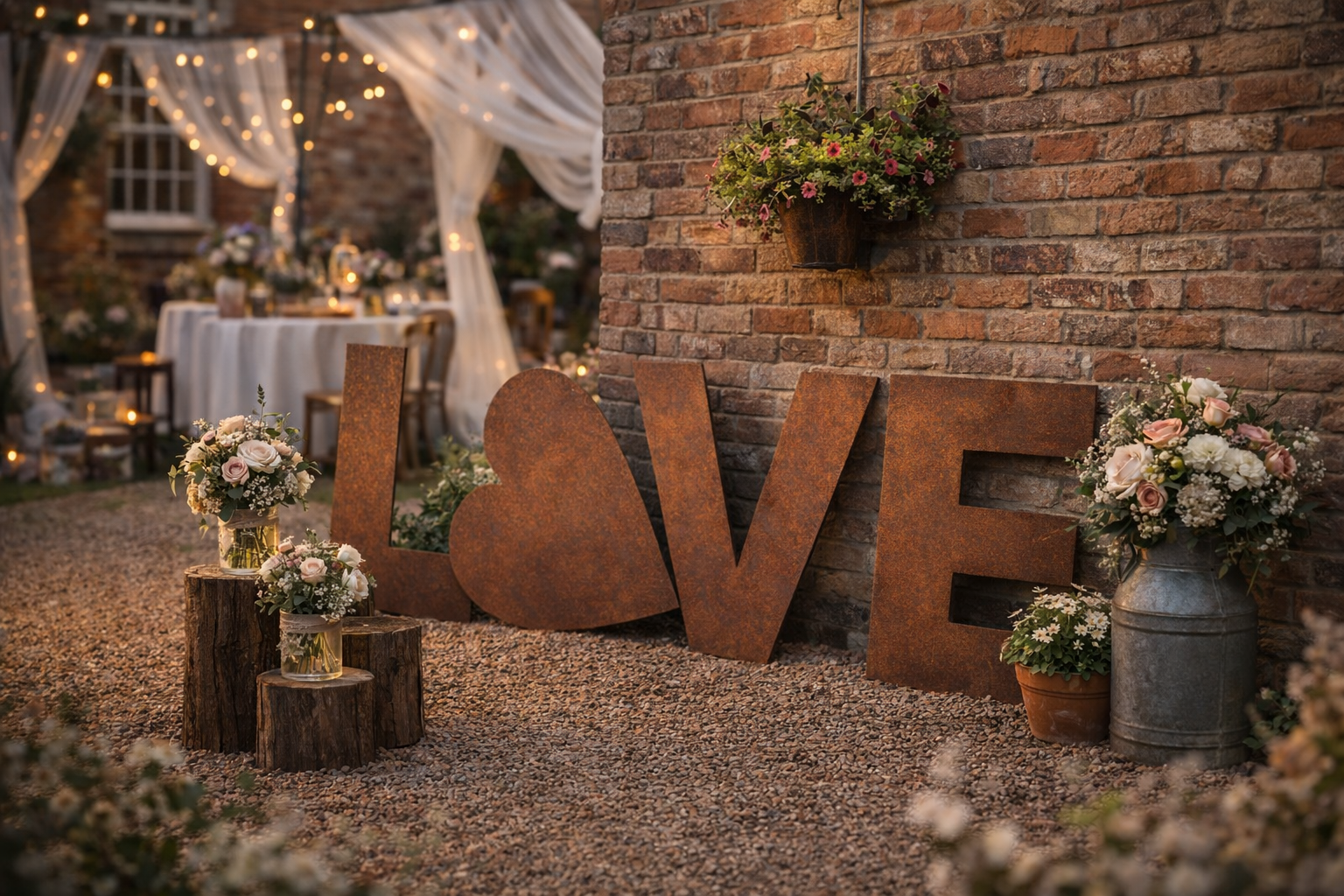 Large 70cm rusty metal letter from Rustic Warehouse Norfolk, industrial style for wedding, home decor, or shop signs.