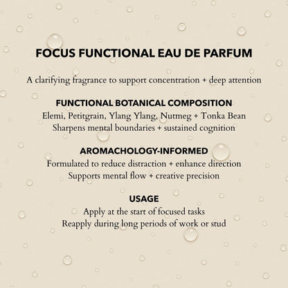 Anatomē Focus Functional Perfume in a sleek 10ml travel-sized bottle, designed for mental clarity and focus.