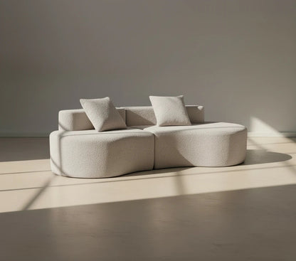Cirrus Curve Modular Sofa, Sculptural Curved Sectional Couch for Modern Living Room, Contemporary Bouclé Style Lounge Furniture