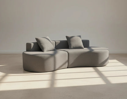 Cirrus Curve Modular Sofa, Sculptural Curved Sectional Couch for Modern Living Room, Contemporary Bouclé Style Lounge Furniture