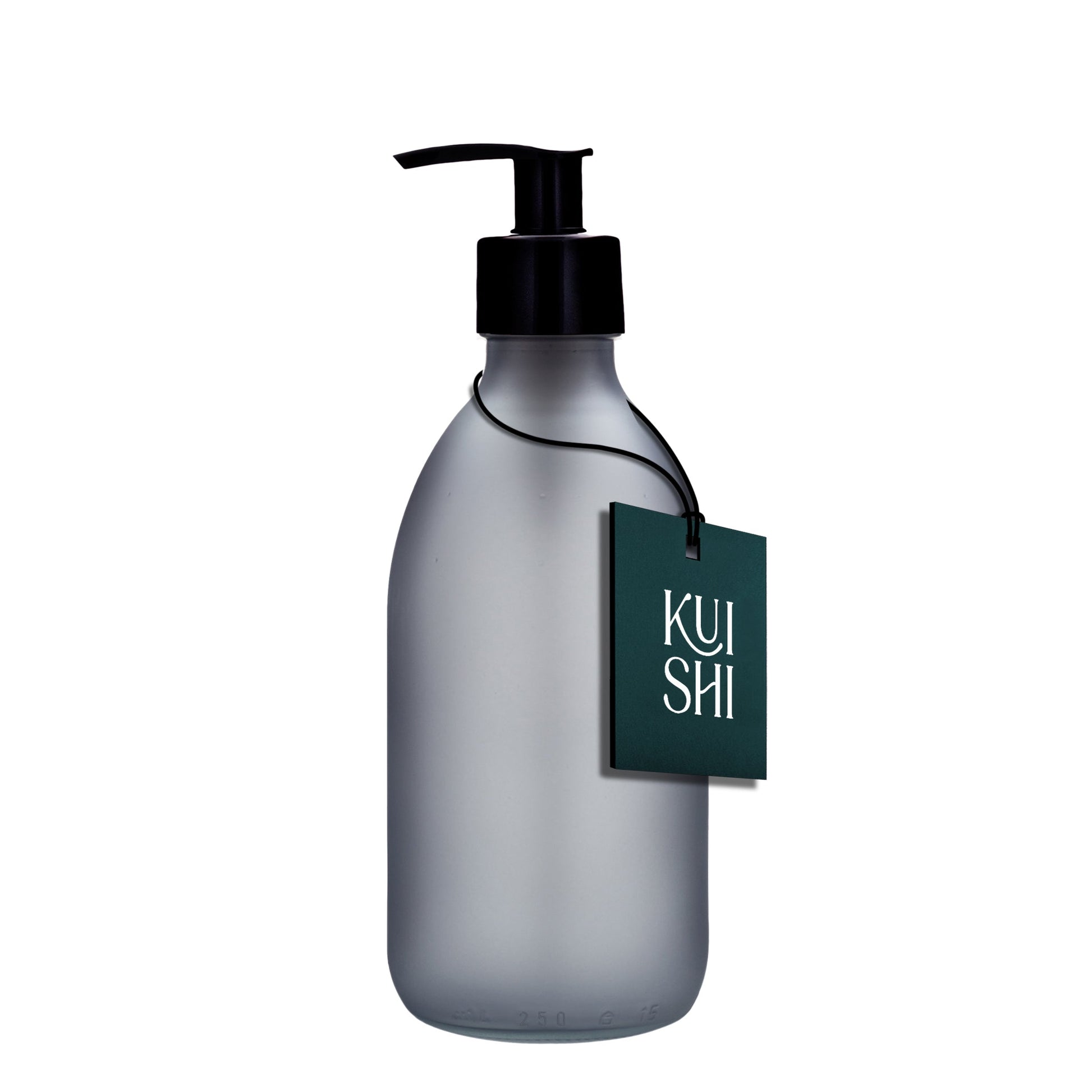Grey Frost black plastic soap pump dispenser by Kuishi, 250ml capacity, designed for easy use and elegant look.