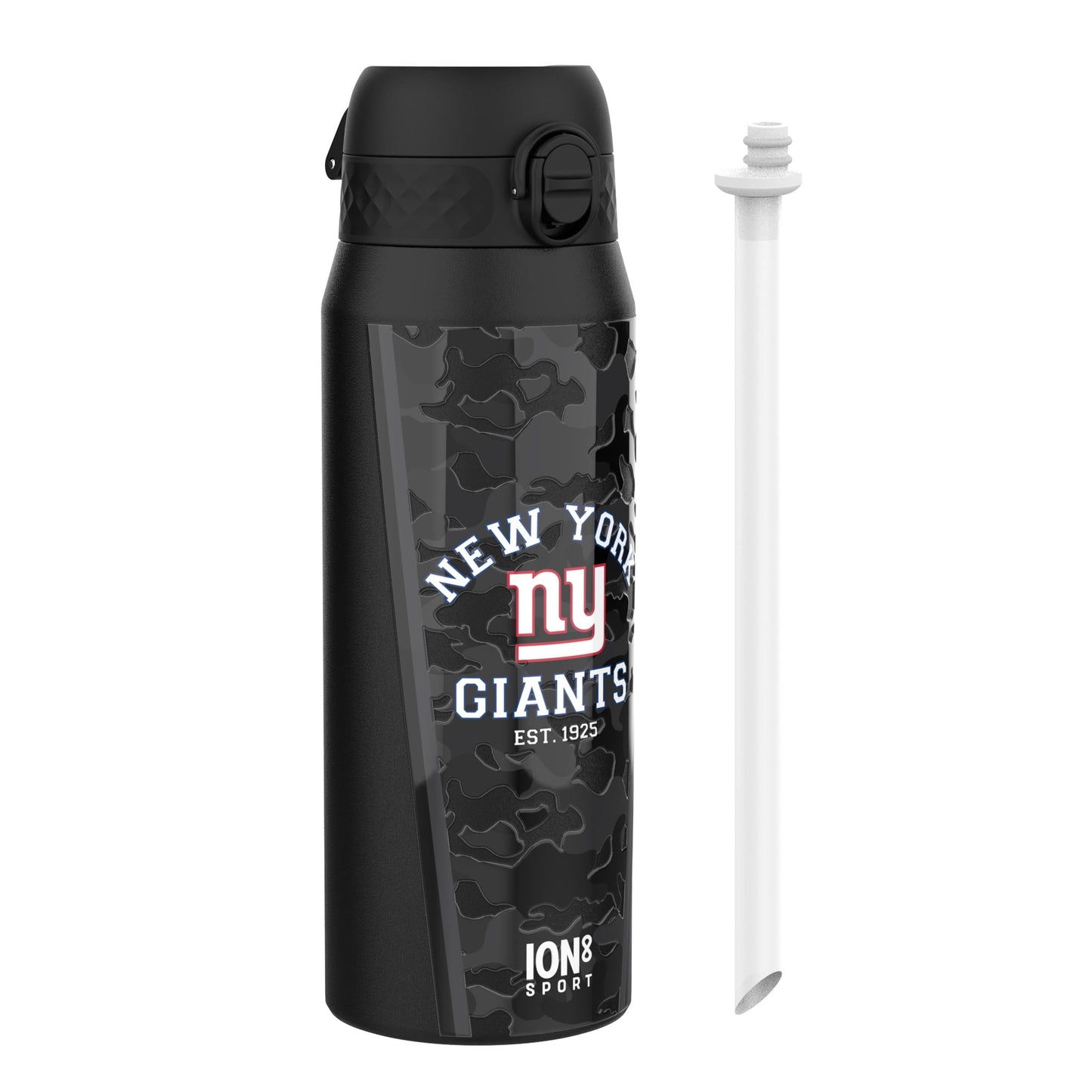 ION8 NFL Giants insulated steel water bottle, 750ml, with team logo and durable design, perfect for sports and outdoor use.