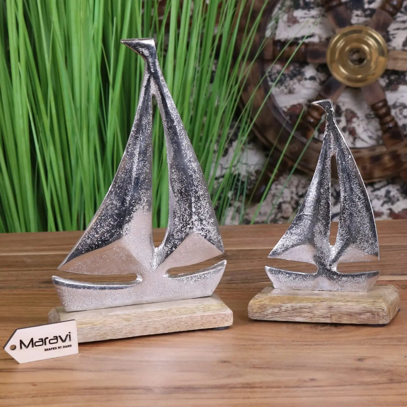 Maravi Mandvi sailing boat ornament model, detailed decorative ship for home decor, showcasing traditional maritime craftsmanship.