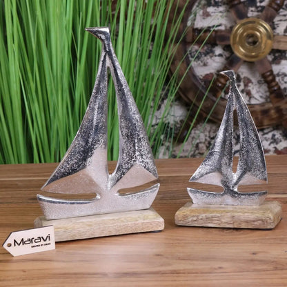Maravi Mandvi sailing boat ornament model, detailed decorative ship for home decor, showcasing traditional maritime craftsmanship.
