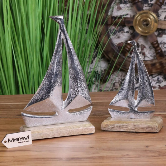 Maravi Mandvi sailing boat ornament model, detailed decorative ship for home decor, showcasing traditional maritime craftsmanship.