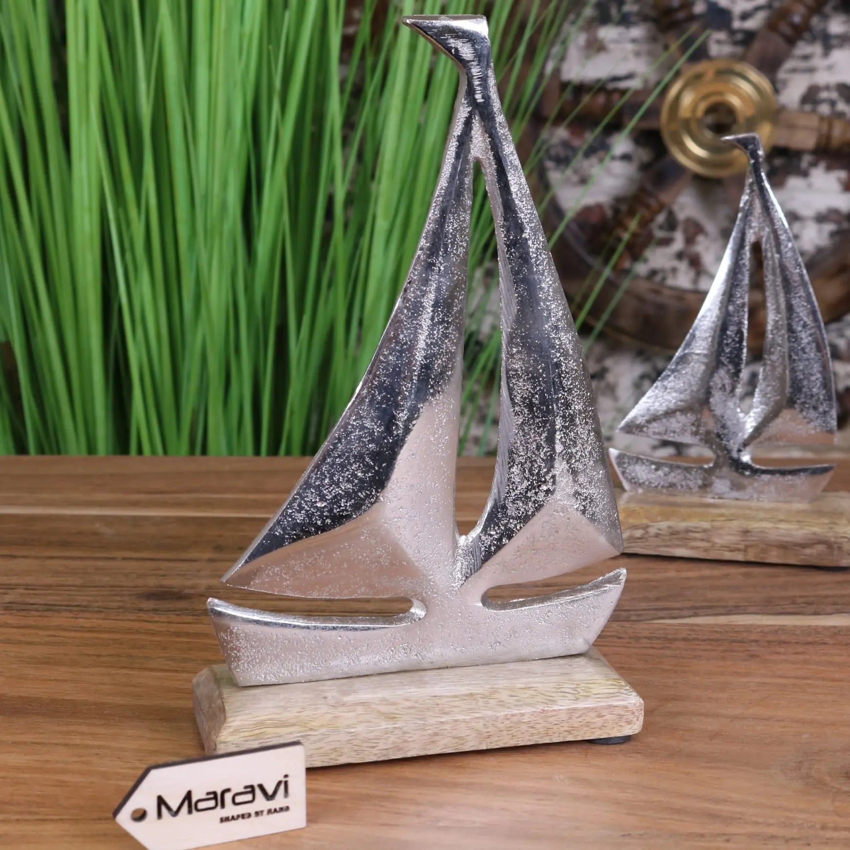 Maravi Mandvi sailing boat ornament model with detailed craftsmanship, perfect as a decorative maritime-themed ornament.