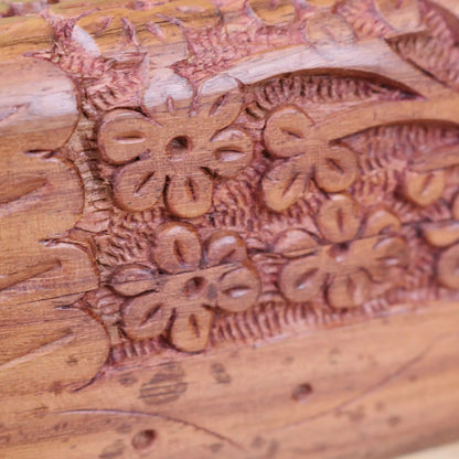 Daipur Hand Carved Sheesham Wood Pen Box | Wooden Desk Storage Case