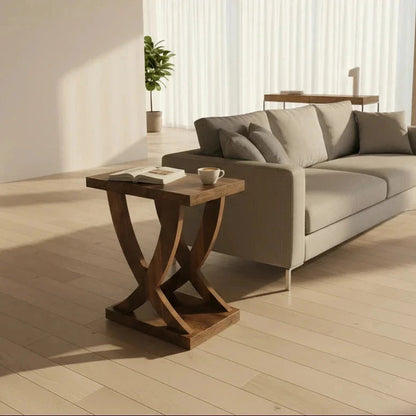 Sculptural Trestle Side Table