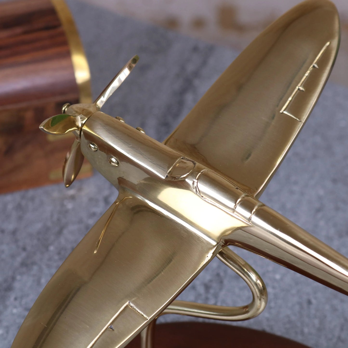 Brass Spitfire Model with Churchill Quote Plaque | RAF Desk Ornament
