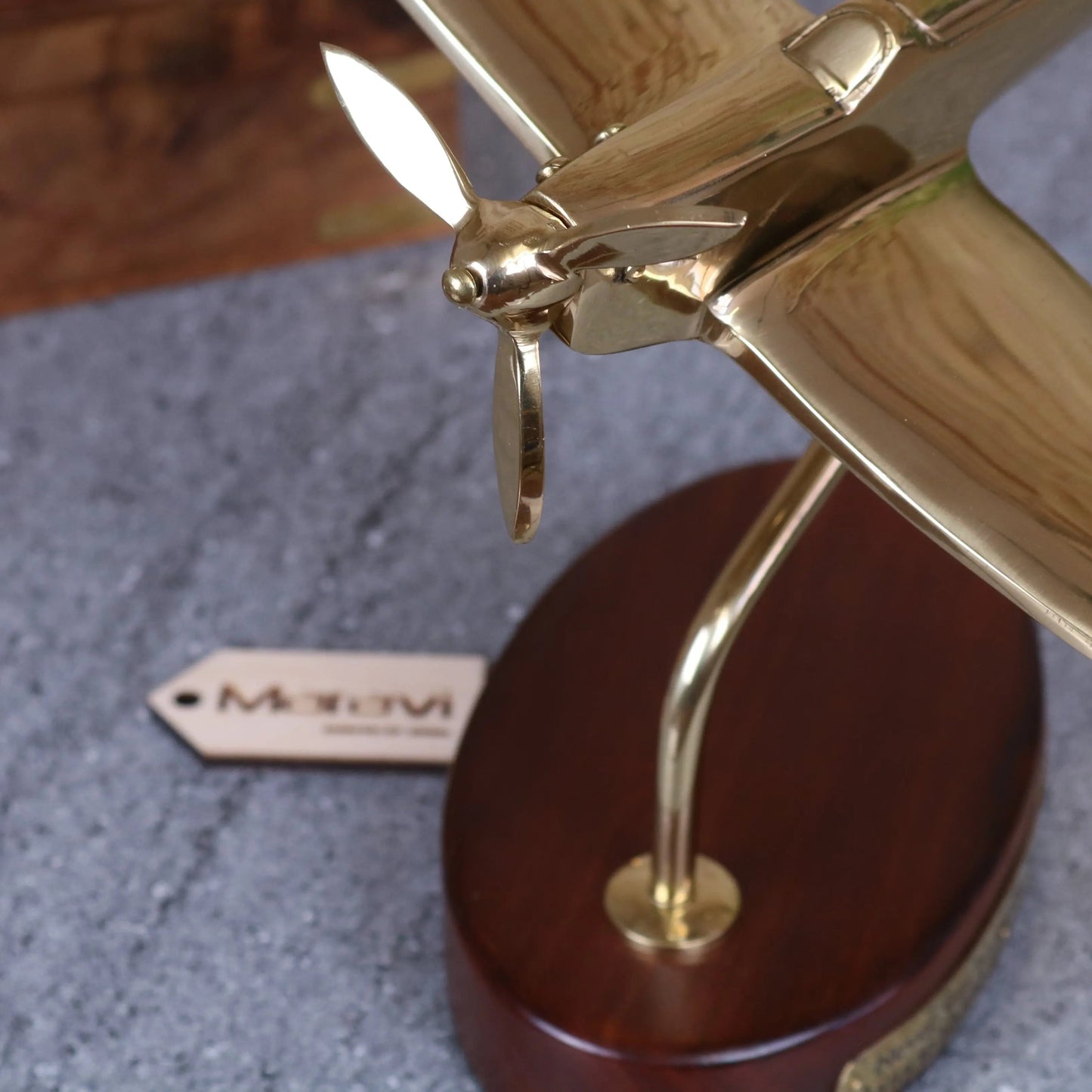 Brass Spitfire Model with Churchill Quote Plaque | RAF Desk Ornament