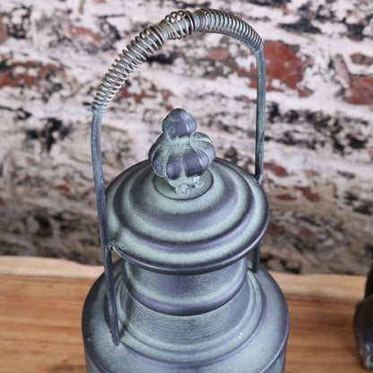 Orchha Vintage Railway Lantern | Industrial Metal & Glass Candle Lantern