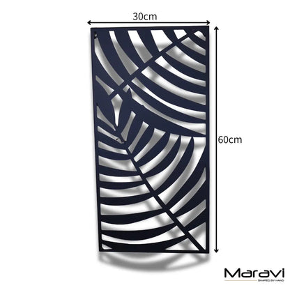 Black metal wall art featuring a leaf design by Maravi, decorative wall decor for modern interiors.