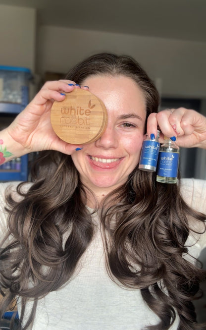 White Rabbit Skin Care limited edition skincare bundle with natural, vegan, cruelty-free products in a neatly arranged package.