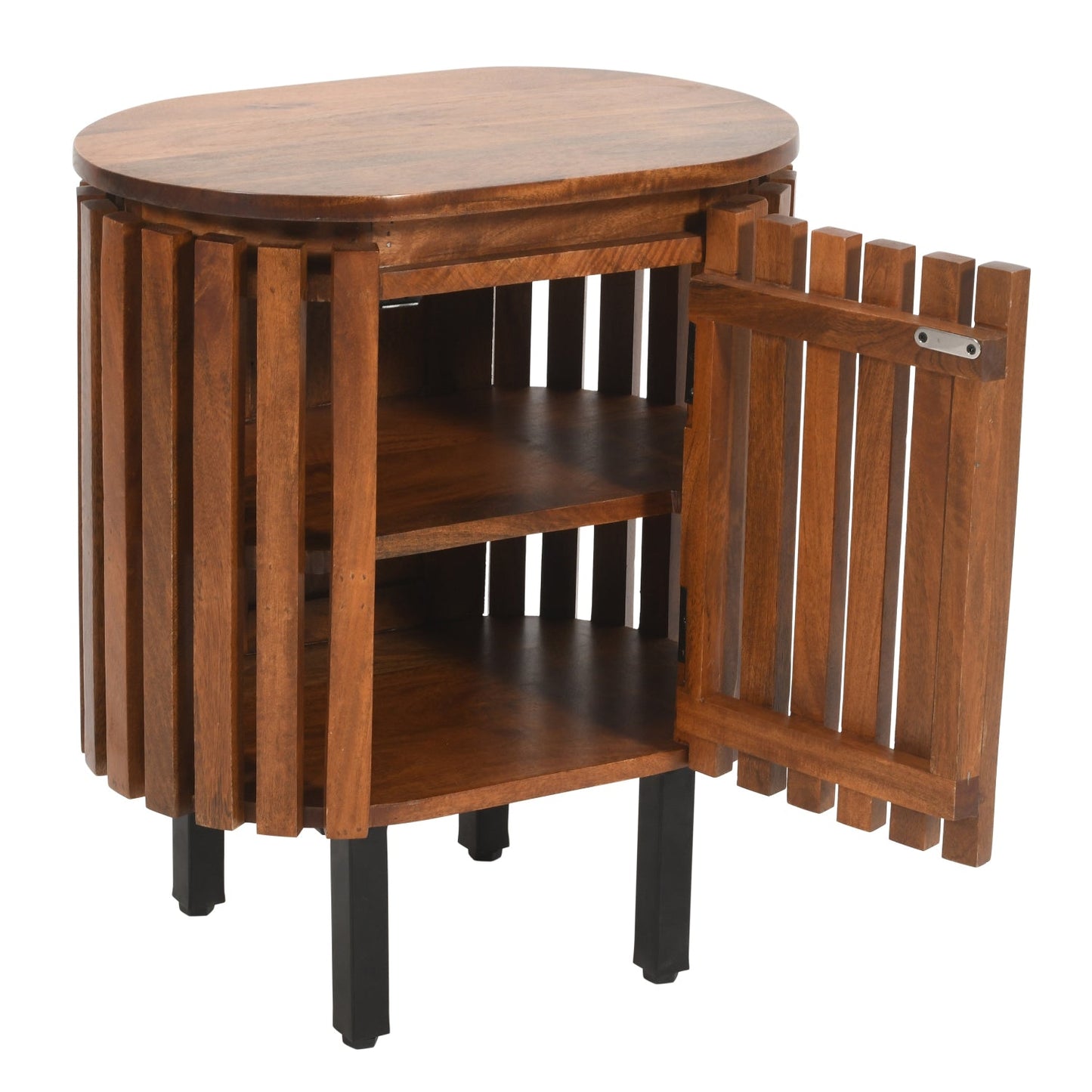 Verty Furniture Compton mango wood bedside table with minimalist design and natural wood finish.
