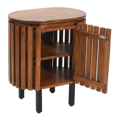 Verty Furniture Compton mango wood bedside table with minimalist design and natural wood finish.