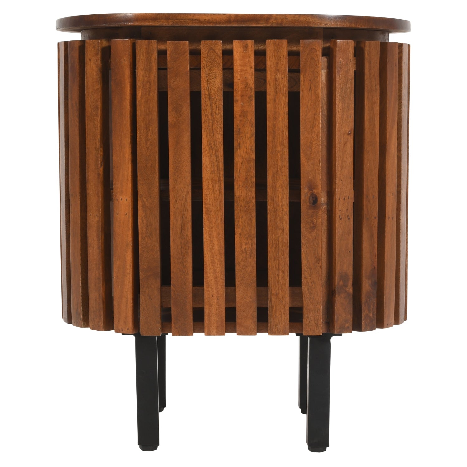 Verty Furniture Compton mango wood bedside table with sleek design and storage drawer, featuring natural wood grain finish.