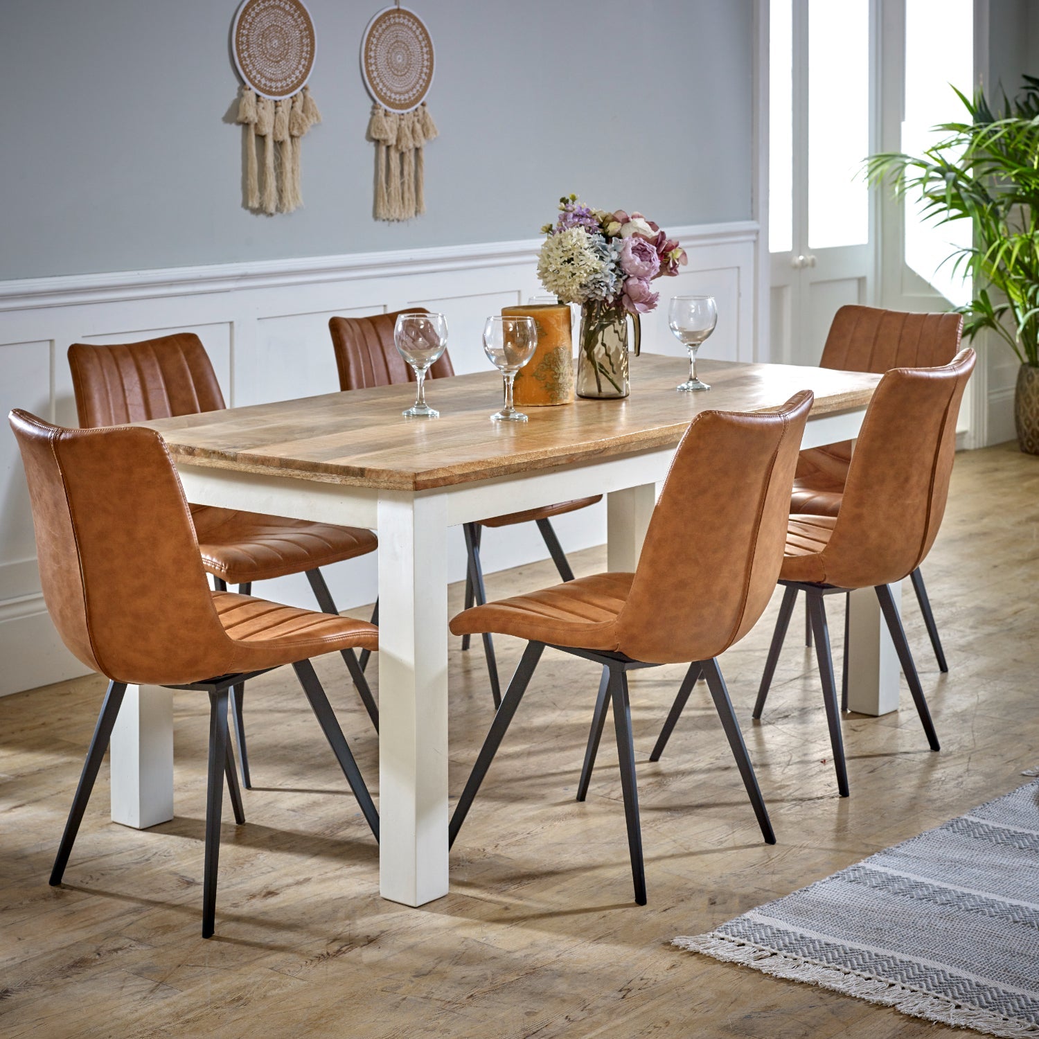 Bianco Solid Mango Wood White Dining Table by Verty Furniture, showcasing a sleek, modern kitchen and dining room table with a smooth finish.