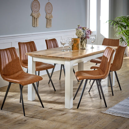 Bianco solid mango wood white dining table by Verty Furniture, showcasing a sleek kitchen and dining room table with a smooth finish.