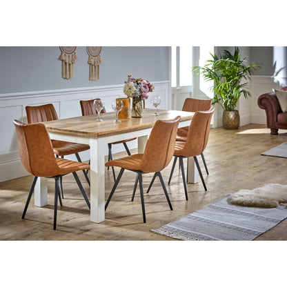 Bianco solid mango wood white dining table by Verty Furniture, showcasing a sleek kitchen and dining room table with natural wood finish.