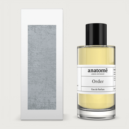 Anatomē Order Functional Parfum bottle with minimalist design, showcasing elegant perfume packaging and branding.