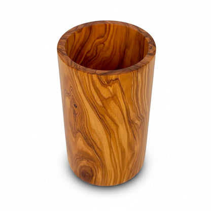 Handcrafted Olive Wood Utensil Holder | Wooden Spoon & Spatula Crock