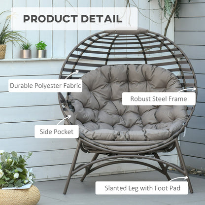 Outsunny brown egg swing chair with cushion and side pocket, outdoor relaxation seat by Wise Galleria.