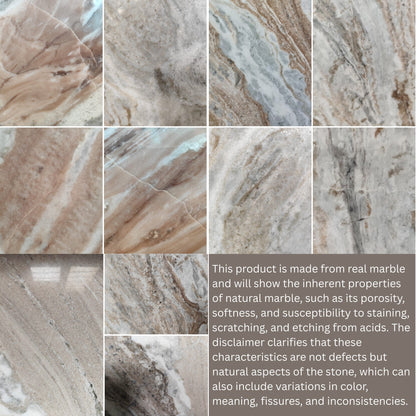 Bundi Natural Marble & Wood Pedestal Console Table