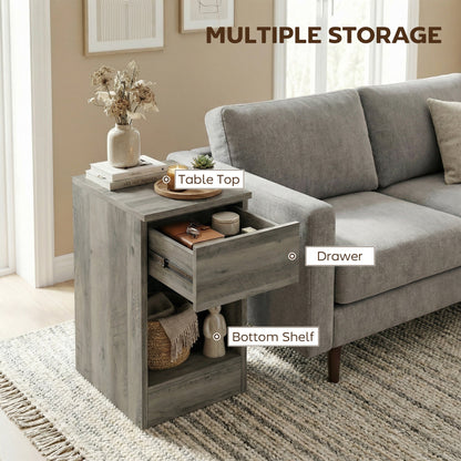 Set of two modern grey storage bedside tables by Wise Galleria, featuring sleek design and convenient drawers for bedroom organization.