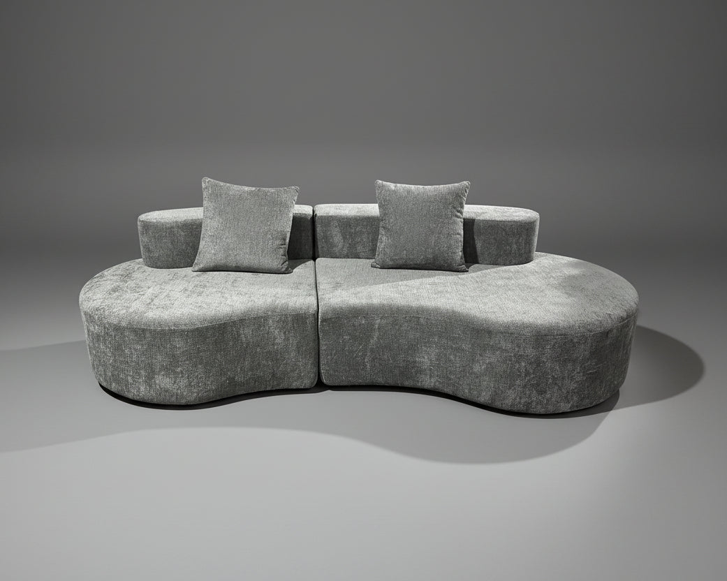 Cirrus Curve Modular Sofa, Sculptural Curved Sectional Couch for Modern Living Room, Contemporary Bouclé Style Lounge Furniture