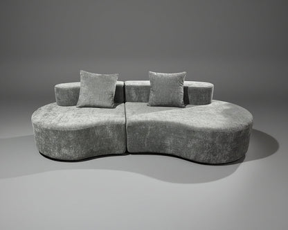 Cirrus Curve Modular Sofa, Sculptural Curved Sectional Couch for Modern Living Room, Contemporary Bouclé Style Lounge Furniture