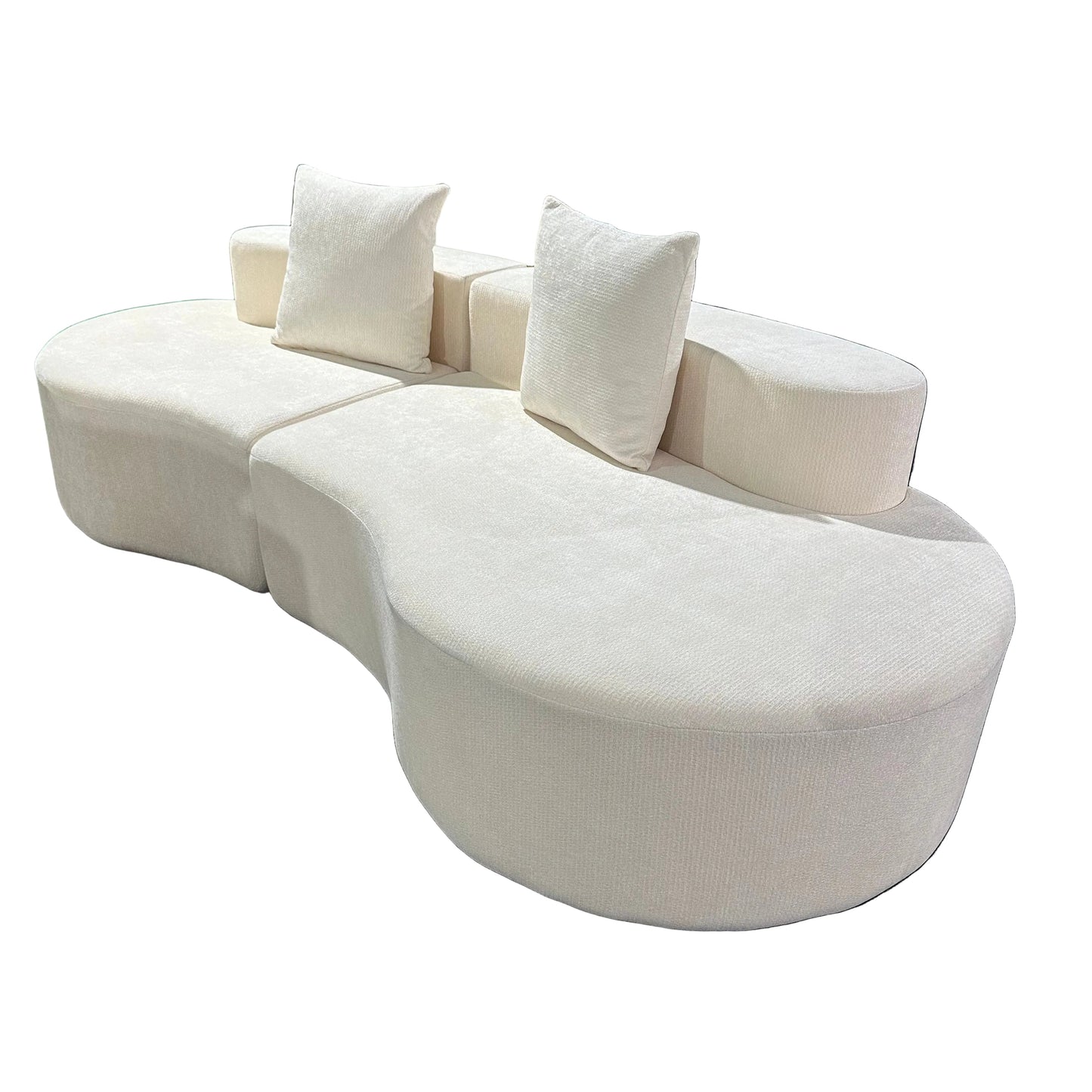 Cirrus Curve Modular Sofa, Sculptural Curved Sectional Couch for Modern Living Room, Contemporary Bouclé Style Lounge Furniture